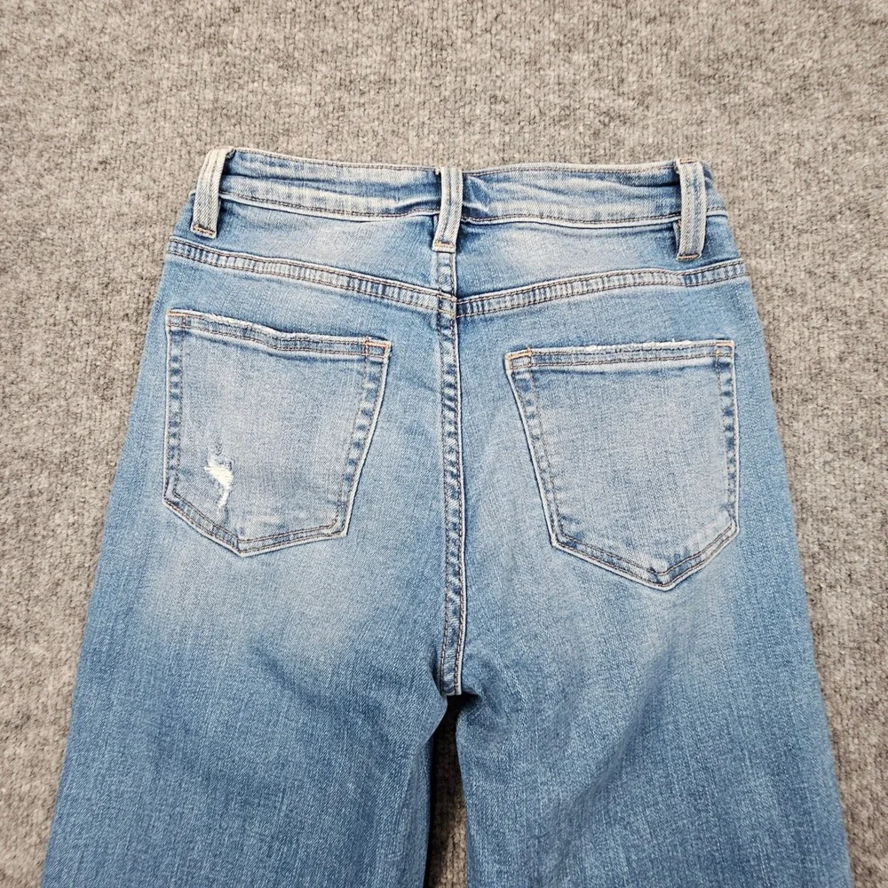 Flying Monkey Wide Leg Flare Jeans Womens 25 High Rise Distressed Shredded Knee